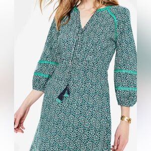 Boden Blue and White Long Sleeve Dress